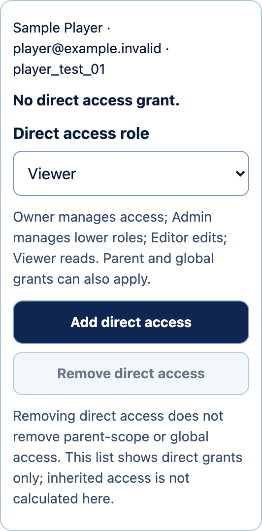 Sample Teams and access controls for an existing account